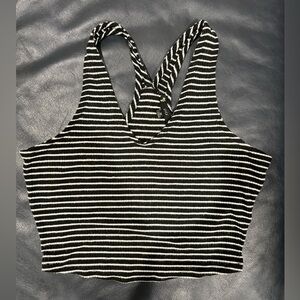 Iris black-and-white striped crop top, size medium.